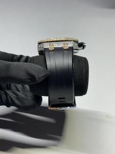 Excellent Quality Stainless Steel Band Round Cut Moissanite Quartz Watch Glass Dial Mixed Scale Display Black Number Dial - Product Image 2