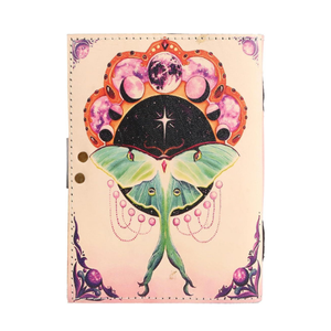 Diario de cuero hecho a mano con estampado de mariposa lunar, Grimoire, Libro de hechizos, Diario encuadernado, Papel con borde deshilachado, Vintage, Año Nuevo Chino, Pascua - Product Image 4