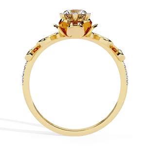 Anillo de Compromiso con Diamante Cultivado en Laboratorio de Corte Brillante Redondo de 0.5ct, con Piedras Laterales Finas, Oro Sólido de 10K, 14K, 18K, Certificado IGI - Product Image 2