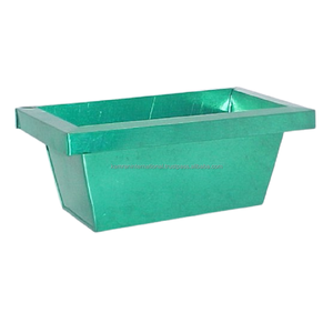 Jardinière rectangulaire vintage en métal vert lisse, galvanisée, pour plantes d'intérieur, décoration de rebord de fenêtre, jardinage - Product Image 1