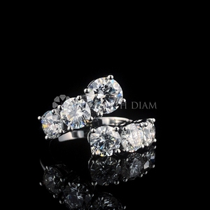 Exquise bague de fiançailles en diamant rond de 3,50 ct avec 6 diamants en or massif 10K 14K 18K cadeau pour elle - Product Image 2
