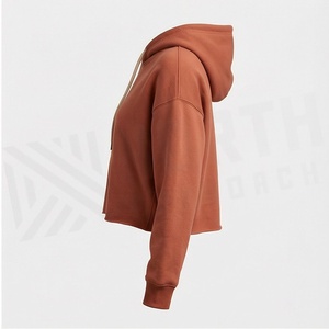 Pulls courts personnalisés unis pour femmes, sweats à capuche, sweats ras du cou, hauts de sport premium - Product Image 3