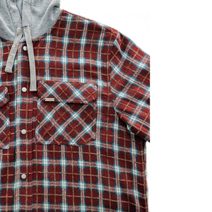 Camisa a Cuadros de Manga Larga 100% Algodón, Camisa de Franela con Capucha de Primera Calidad para Uso Casual, Ropa Clásica de Calle - Product Image 6