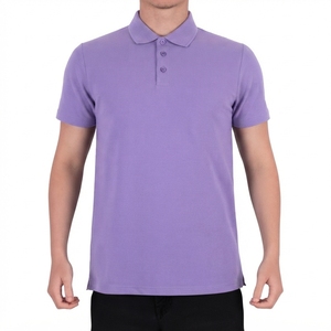 <b>Men's</b> Navy Blue Short Sleeve Polo Shirt Solid Color Cotton Oxford Fabric Casual Style Regular Fit Button Design Breathable Woven - Product Image 5