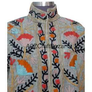 Veste TNT pour femme, faite à la main, 100% coton, tricotée, brodée à la machine, motif floral, respirante, écologique, séchage rapide, col en V - Product Image 3