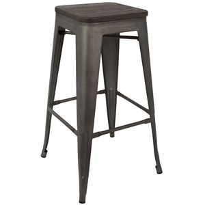 Set di 2 sgabelli da Bar impilabili industriali di origon in sgabelli da Bar Premium antichi e Espresso - Product Image 2