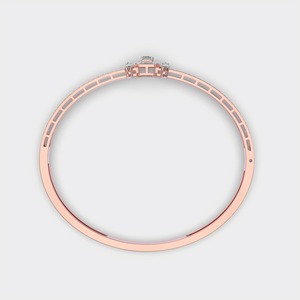 กำไลข้อมือเพชรทรงเหลี่ยมมรกตแบบ Halo ที่ได้รับการรับรองจาก IGI ผลิตในห้องปฏิบัติการ ตัวเรือนทอง 14K สีเหลือง/ขาว/โรสโกลด์ ประดับเพชรแบบ Pave สองแถว ดีไซน์เนอร์แบรนด์ - Product Image 4