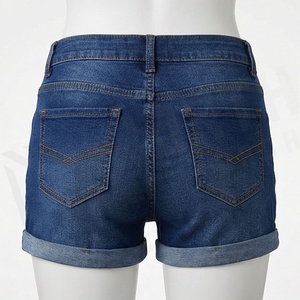 Shorts en jean classiques pour femmes, taille large, en coton, style estival décontracté, streetwear, couleur personnalisable, vêtement élégant - Product Image 2