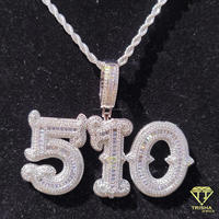 Collar con Colgante de Letra 'BC' Personalizado, Cadena de Cuerda con Diamantes Cultivados en Laboratorio, Joyería Hip Hop, Color Dorado