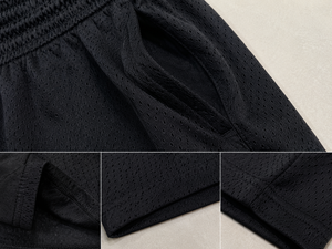Shorts de basket-ball personnalisés en mesh noir uni à 3 plis |   Shorts de sport unisexe |   Shorts de sport prêts pour la sublimation de qualité supérieure |   OEM Man - Product Image 4