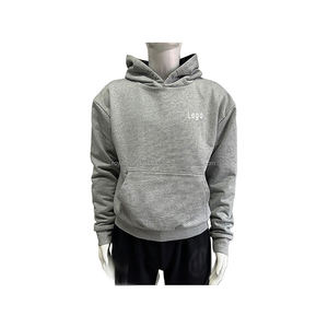 Sweat à capuche réversible en coton épais 100 %, doublure en flanelle à carreaux, poche brodée, pull personnalisé avec logo, double couche, coupe oversize - Product Image 3