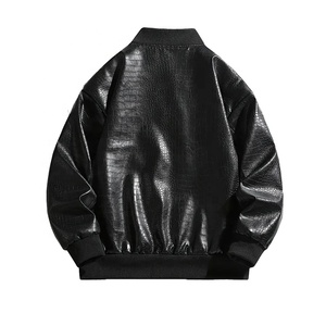 Veste en cuir PU pour homme de style tendance, col montant, coupe-vent chauffant, longueur longue, état neuf, saison hivernale - Product Image 2