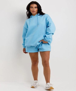 Women's Cotton Pullover Sweatshirt <b>Tie</b> Dye Crop Top Hoodie Shorts Fashion Fleece Hooded Short <b>Set</b> With Long Tops - Product Image 6