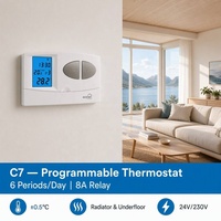 Termostato Programable de Fábrica con Relé de 8A para Radiador y Calefacción por Suelo Radiante, Sensor NTC de Doble Sensibilidad, 2xAA, 1-3mW para Calefacción del Hogar