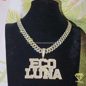Luxury " Green Genie " <b>Name</b> Pendant <b>Chain</b> Moissanite Diamond Hip Hop Necklace Custom Bling Jewelry For Men - Product Image 6