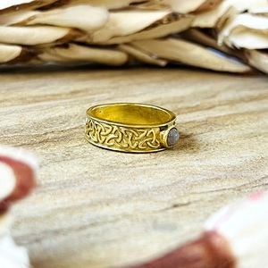 Hot Selling Brass <b>Rings</b> <b>Celtic</b> Moonstone <b>Ring</b> Tribal Brass Jewelry Women 18k Gold Plated Vintage Knot Band Wholesale/OEM/ODM - Product Image 3