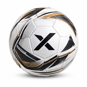 Ballon de football personnalisé X, blanc, noir, or, logo X, ballons de football pour tournois |   OEM ODM |   Fabricant |   Design haut de gamme - Product Image 1