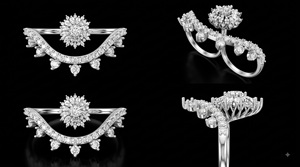 Bague de mariage en or avec diamants en cluster, style couronne, diamant de laboratoire taillé en poire, pierres latérales, sertissage à griffes, personnalisable OEM ODM, luxe, haute joaillerie - Product Image 4