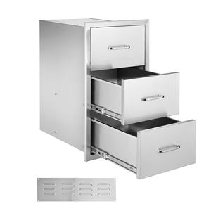Cassetti a triplo accesso per cucina da esterno 18.5"W X 22.5"H X 22.5"D, armadietti a incasso in acciaio inossidabile per isola barbecue - Product Image 1