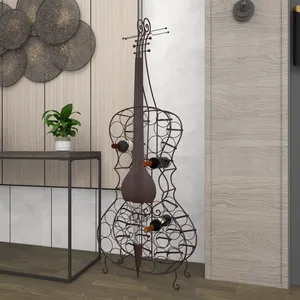 Metal Violin-Shaped Farmhouse Design Waterproof <b>Wine</b> Rack Holder 68 Inch Tall Decorative Bottle Stand for Home or Restaurant Use - Product Image 5