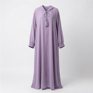 Chiffon Arabic Abaya with <b>Matching</b> Hoodie Stylish and Lightweight Perfect for Layering or Evening Wear Fashion Design - Product Image 1