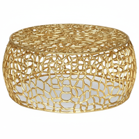 Table basse ronde de luxe moderne en or, design en filigrane métallique, table de salon, design corail, table de bureau