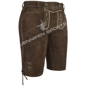 Wholesale Pure Genuine Suede Leather German <b>Women</b> <b>Lederhosen</b> Shorts Bavarian Cow Hide Suede Leather Short Custom With Embroidery - Product Image 3