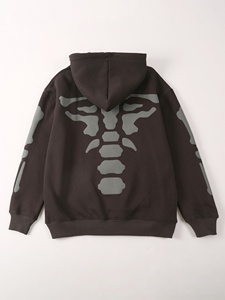 Custom Acid Wash Zip up Heavyweight Cotton French Terry Boxy Cropped Hoodies Distressed Patch Embroidery Applique <b>Men's</b> Hoodies - Product Image 3