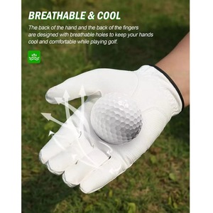 Gants de golf en cuir microfibre blanc, antidérapants, respirants, avec sangle de poignet réglable, équipement de sport unisexe - Product Image 4
