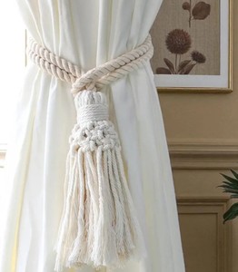 Macrame <b>Curtain</b> Tiebacks: Boho Cotton Window Decor - Product Image 2