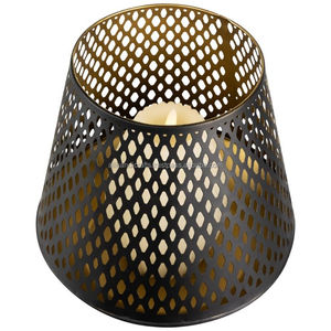 Hexagon Metal <b>Lantern</b> With Cutout Pattern <b>Gold</b> Finish Home Decoration Votive Candle Holder Heat Resistant Reusable - Product Image 3
