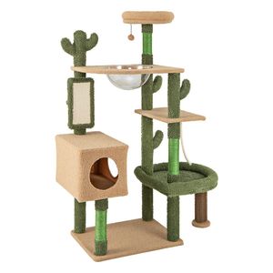 Centro Attività per Gatti Multilivello a Forma di Cactus da 59 Pollici, Albero per Gatti Premium con Doppio Tiragraffi e Giocattolo - Product Image 1