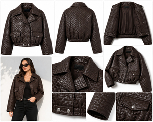 Veste en cuir courte pour femme, taille européenne, coupe ajustée, veste en cuir fine, vêtements de moto, veste décontractée grande taille, trench-coat en PU - Product Image 6
