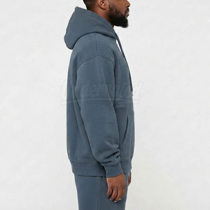 Pulls à capuche en coton pour hommes, coupe oversize, silhouette large, manches longues, style décontracté urbain, fournisseur d'impression personnalisée - Product Image 3
