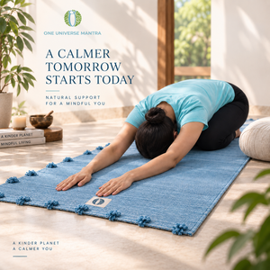 One Universe Mantra The Lotus Collection - Tapete de Yoga Azul de Algodón Antideslizante - Product Image 2