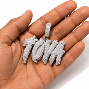 Colgantes de Letras Personalizadas con Estilo Hip Hop Moderno, Unisex, en Plata de Ley 925 con Baño de Rodio y Moissanita, Iniciales con Nombre, Collar con Dijes - Product Image 4