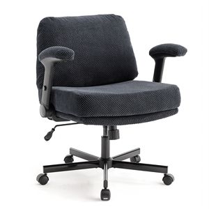 Sedia da Ufficio Girevole Regolabile con Seduta Ampia a Gambe Incrociate, Cuscino Spesso, Braccioli Ribaltabili, Tessuto Confortevole, Ruote e Maniglia in Nylon - Product Image 2