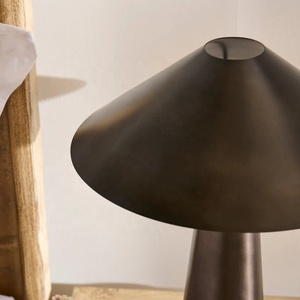 Obsidian Cone Metal Table <b>Lamp</b> with Wide Geometric Shade Premium Iron Construction Warm Ambient Lighting for Luxury Homes - Product Image 4
