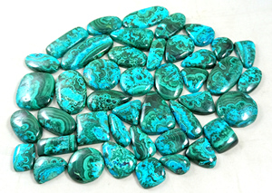 Lot de cabochons en chrysocolle et malachite, pierres précieuses naturelles bleu-vert polies, pierres en vrac pour la fabrication de bijoux en gros - Product Image 2