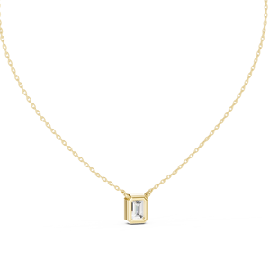 18kt Gold Pendant in Emerald Cut Diamond Lab Grown Diamond Moissanite for Women Wedding Engagement Gifting Daily Office Wear - Product Image 4