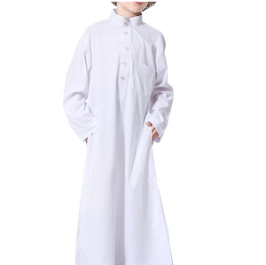 Túnica Thobe para Niños Musulmanes, Cuello Redondo, Poliéster Antiestático, Abaya, Kaftan, Ropa Islámica para Bebés y Niños - Product Image 6