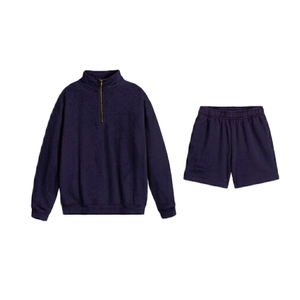 Ensemble sweat-shirt et short zippé personnalisable grande taille pour homme – Coton respirant de haute qualité – Tenue décontractée pour homme - Product Image 5