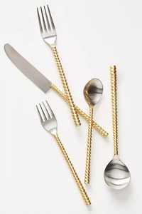 Minimalist Flatware <b>Set</b> Rose Gold Metal Cutlery Dishwasher Safe Wedding Tableware <b>Spoon</b> <b>Fork</b> <b>Knife</b> <b>Set</b> - Product Image 2
