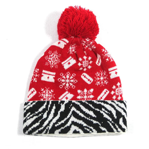 Unisex Winter Beanie Hat With Pom Pom Snowflake <b>Pattern</b> <b>Knit</b> Cap <b>For</b> Adults Outdoor Casual Style - Product Image 2