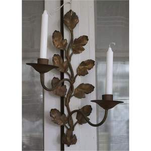 Handcrafted Metal Vine Leaf <b>Wall</b> <b>Sconce</b> Double Arm Elegant Bronze Branch <b>Wall</b> Mount Candle Holder for Vintage Home Decor - Product Image 1