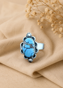 Anillo de Plata con Turquesa Golden Hill, Joyería Artesanal de Turquesa, Anillo Boho del Suroeste para Mujer, Joyería de Moda, Regalo - Product Image 2