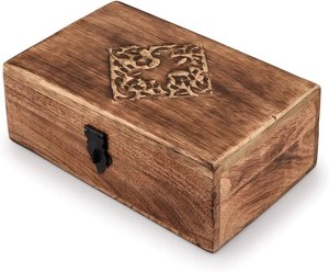 Handcrafted Carved Wooden Keepsake <b>Box</b> Rustic <b>Storage</b> <b>Box</b> Decorative Jewelry Treasure Chest Keepsake <b>Storage</b> Organizer - Product Image 6