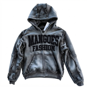 Sudadera con Capucha Personalizada al por Mayor, Premium, con Lavado Ácido, Bordado Desgastado, de Algodón Grueso, Estilo Urbano, OEM ODM, Unisex, a la Moda - Product Image 5