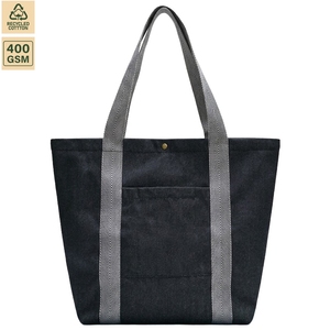 กระเป๋าช้อปปิ้งผ้าเดนิม 400 GSM ขนาด 50x40x15 ซม. รับทำโลโก้ตามสั่ง ขายส่ง OEM แบรนด์ส่วนตัว สั่งซื้อจำนวนมาก รุ่น SS500-สีดำ - Product Image 2