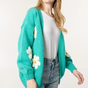 Nouveau cardigan uni à boutons, col en V, pull ample, veste extérieure et cardigan - Product Image 3